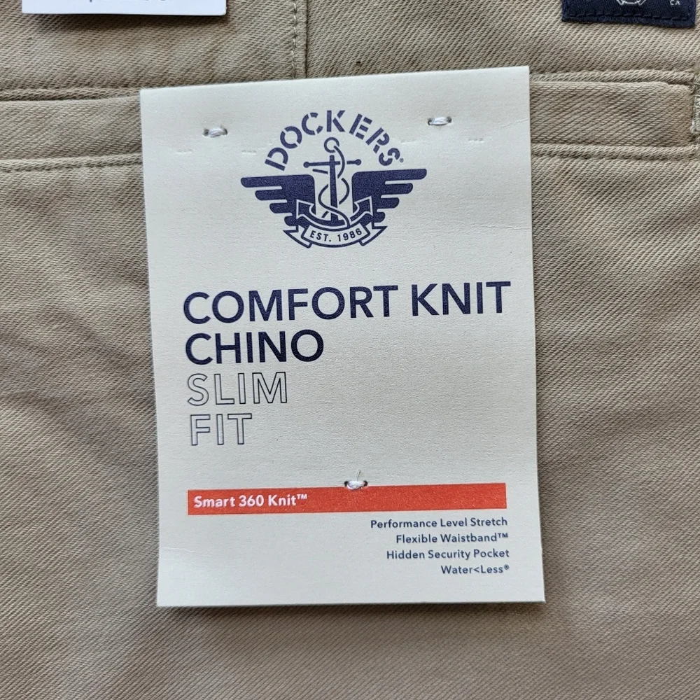 DOCKERS Comfort Knit Slim Fit Chinos | Tan | 38 x 34    (NWT) - Picture 6 of 12